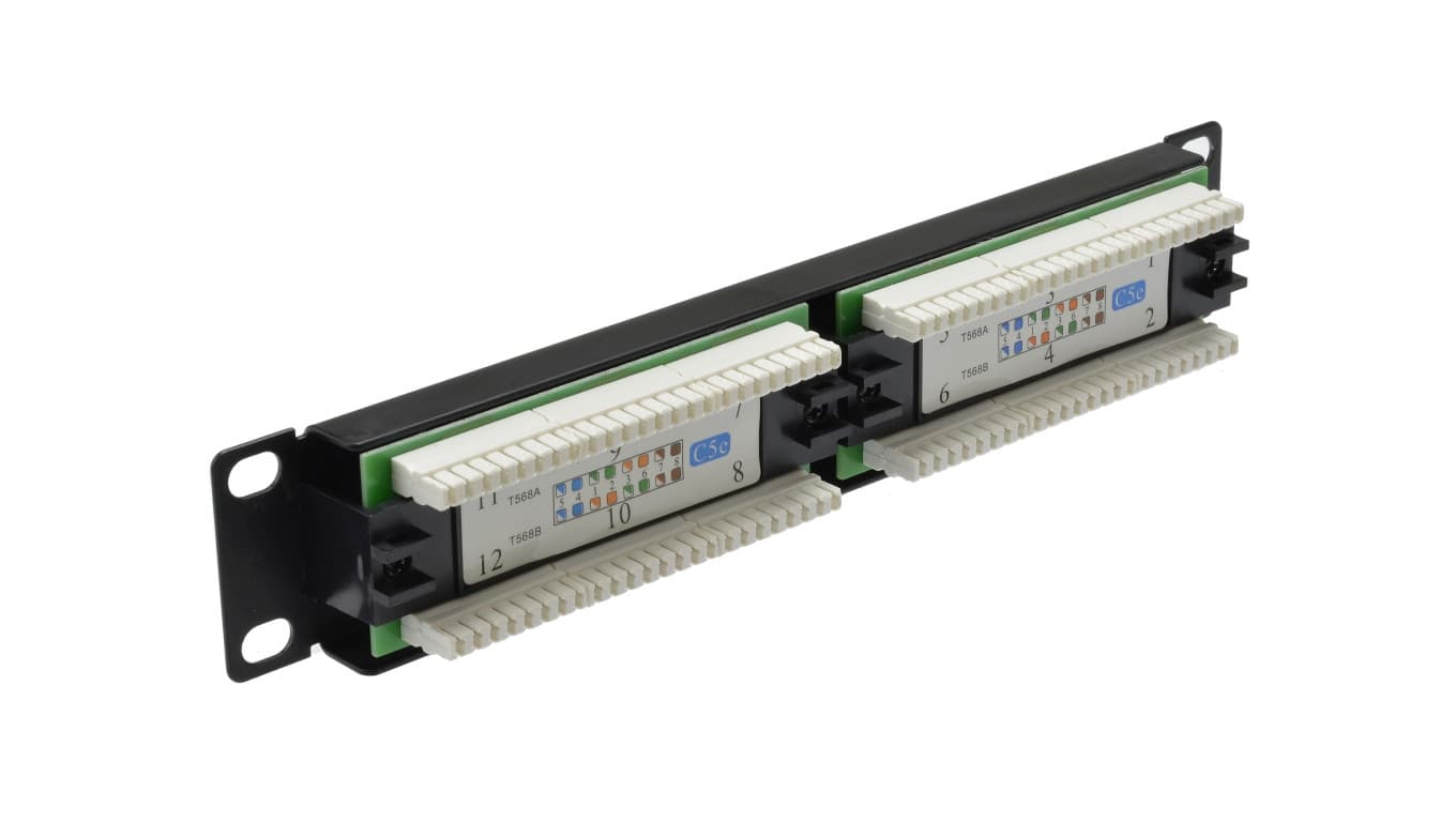 

Patch panel RACK 10 cali 1U kat.5e 12p UTP czarny NEKU
