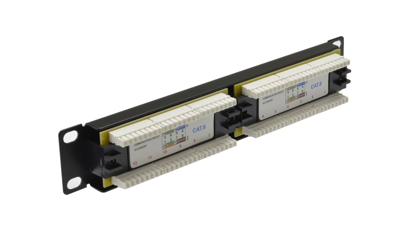 

Patch panel RACK 10 cali 1U kat.6 12p UTP czarny NEKU