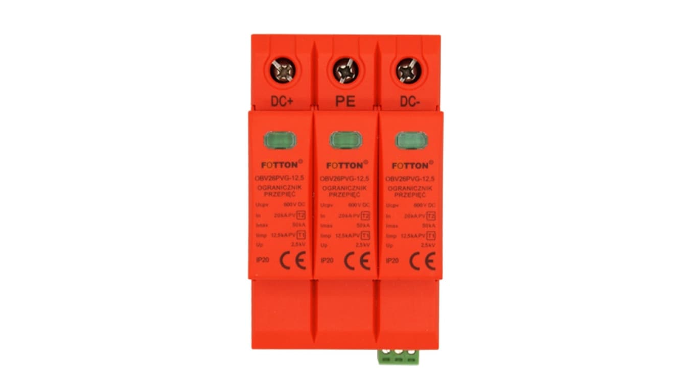 

Ogranicznik przepięć typ 1+2 3P OBV26PVG 12,5 T1+T2 600V DC iskiernikowy