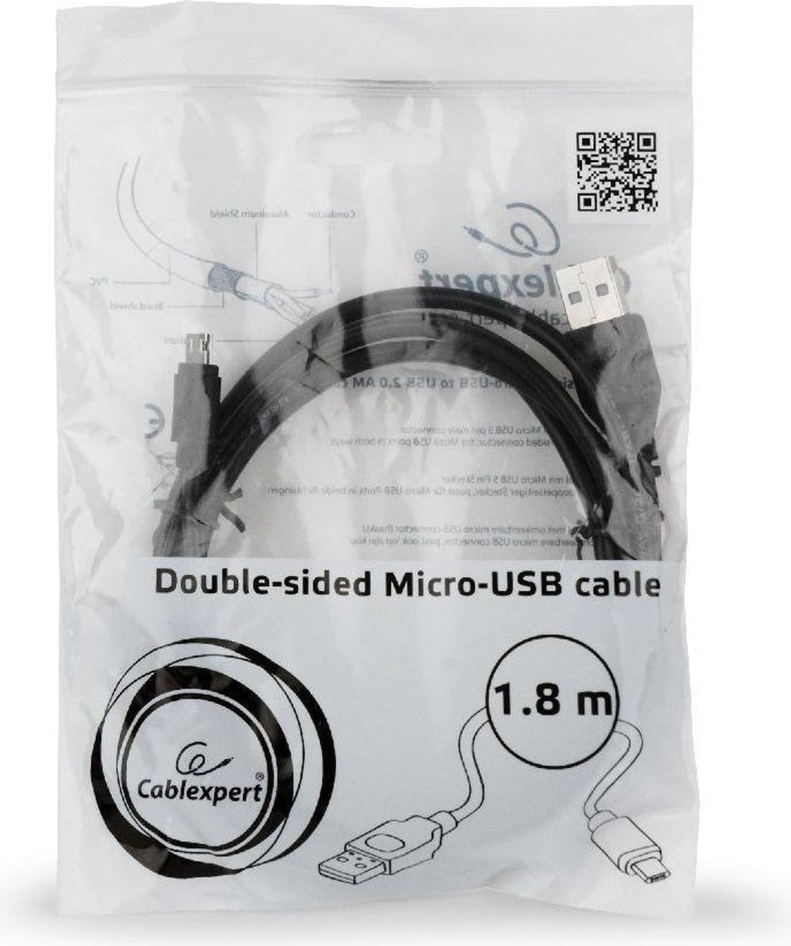 

Kabel USB -> Micro USB dwustronne 1.8m