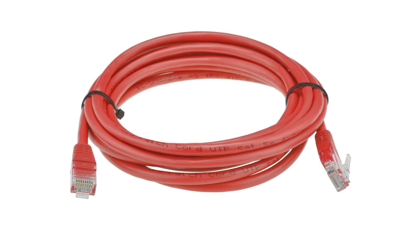 

Patchcord UTP kat.5e kabel sieciowy LAN 2x RJ45 czerwony 3m NEKU