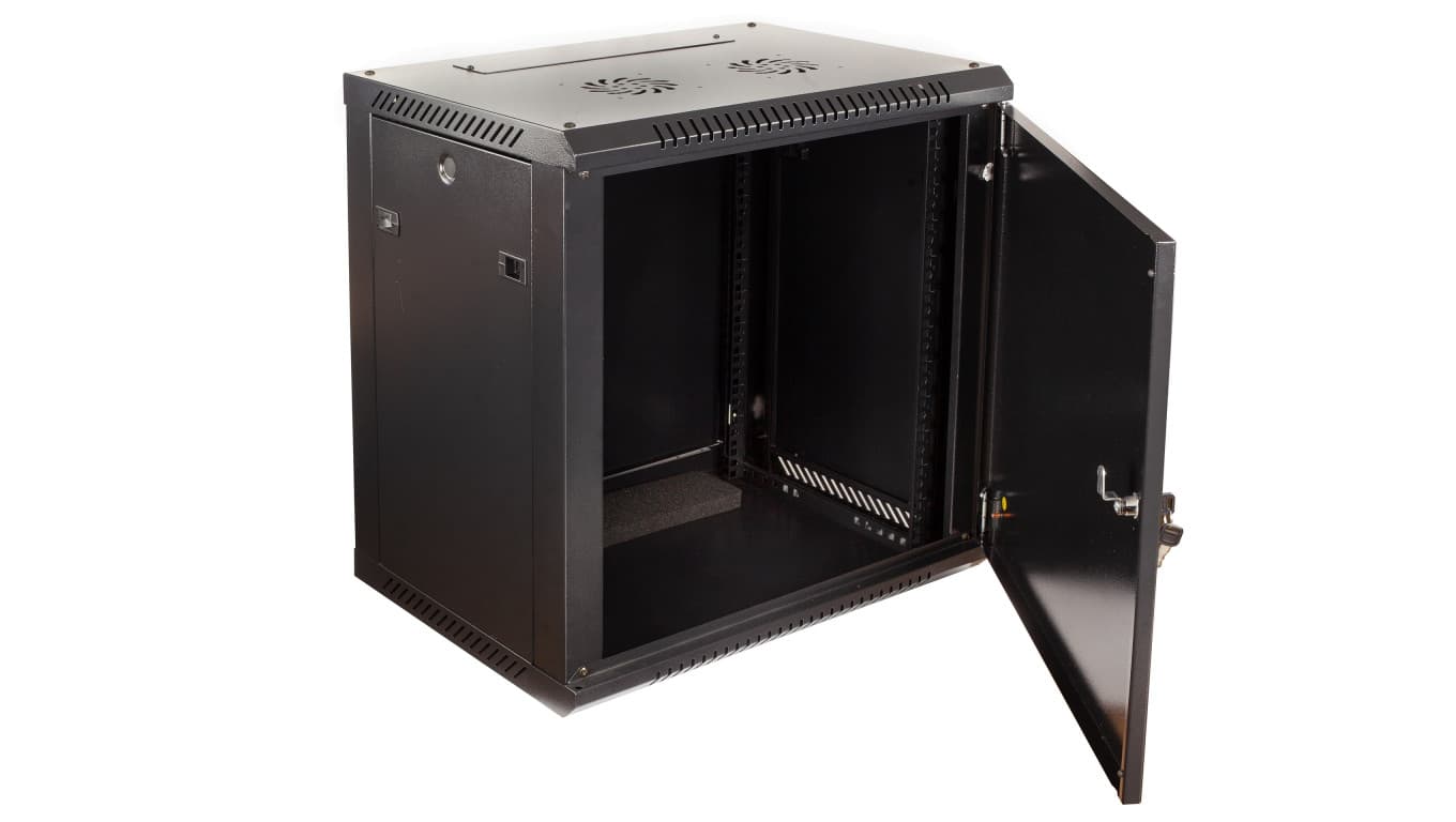 

Szafa wisząca RACK 19 12U 450mm drzwi metalowe czarna NEKU TS BOX