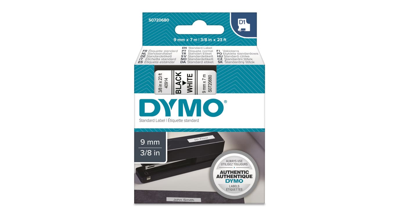 

Taśma DYMO D1 9mm x 7m czarny/ biały PACK /10szt./