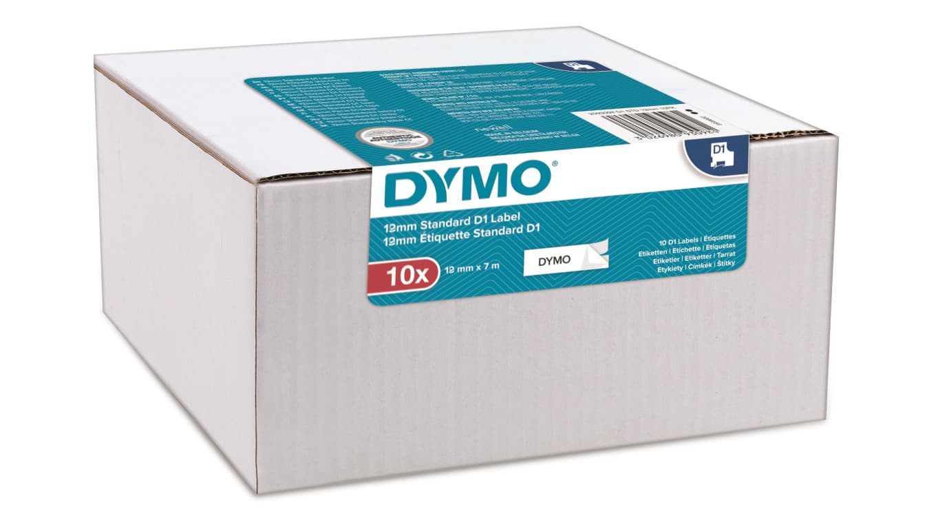 

Taśma DYMO D1 12mm x 7m czarny/ biały PACK /10szt./