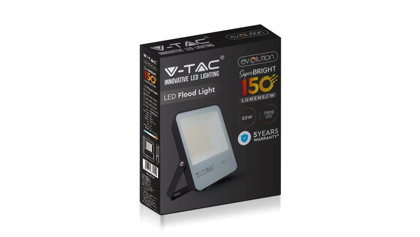 

Projektor LED 50W 7500lm 3000K 150lm/W IP65 Czarny 5 Lat Gwarancji 5998