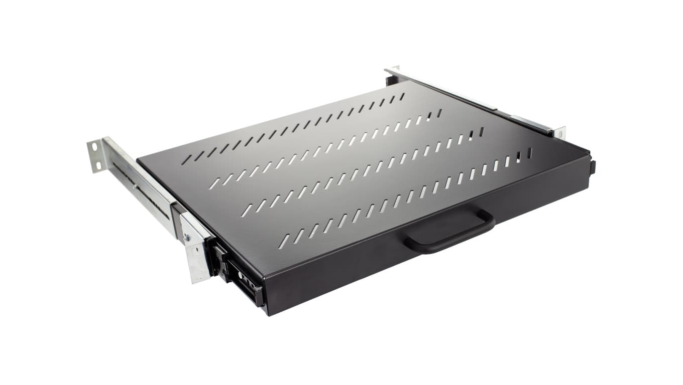 

Półka wysuwana do szafy RACK 19 cali 1U 350mm z uchwytem grafit NEKU