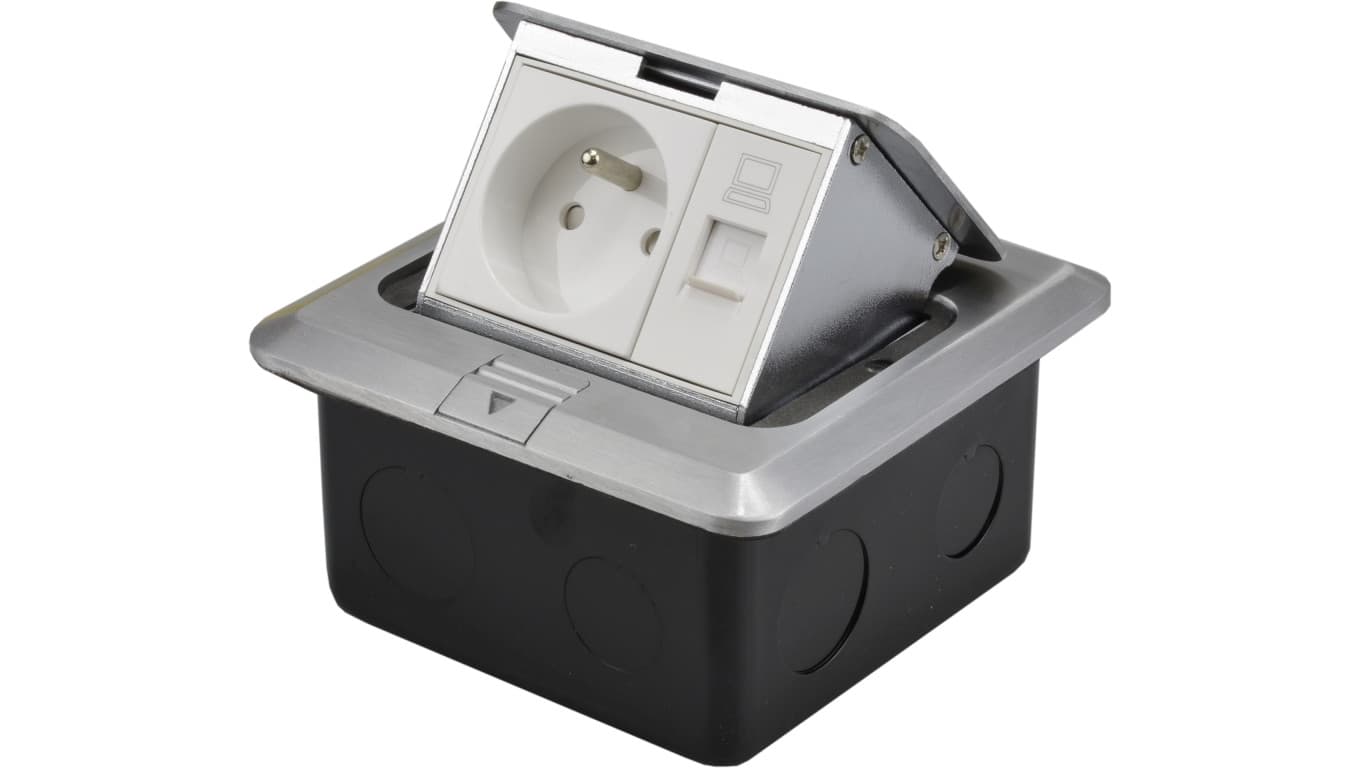 

Puszka podłogowa ALU IP44 3M 230V+RJ45 NEKU