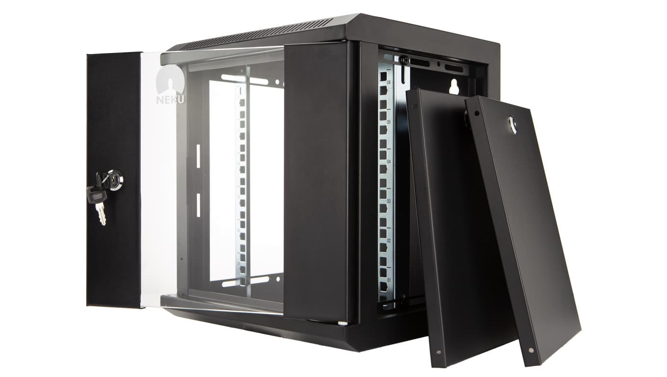 

Szafa wisząca RACK 10 cali 6U 300mm czarna NEKU TS