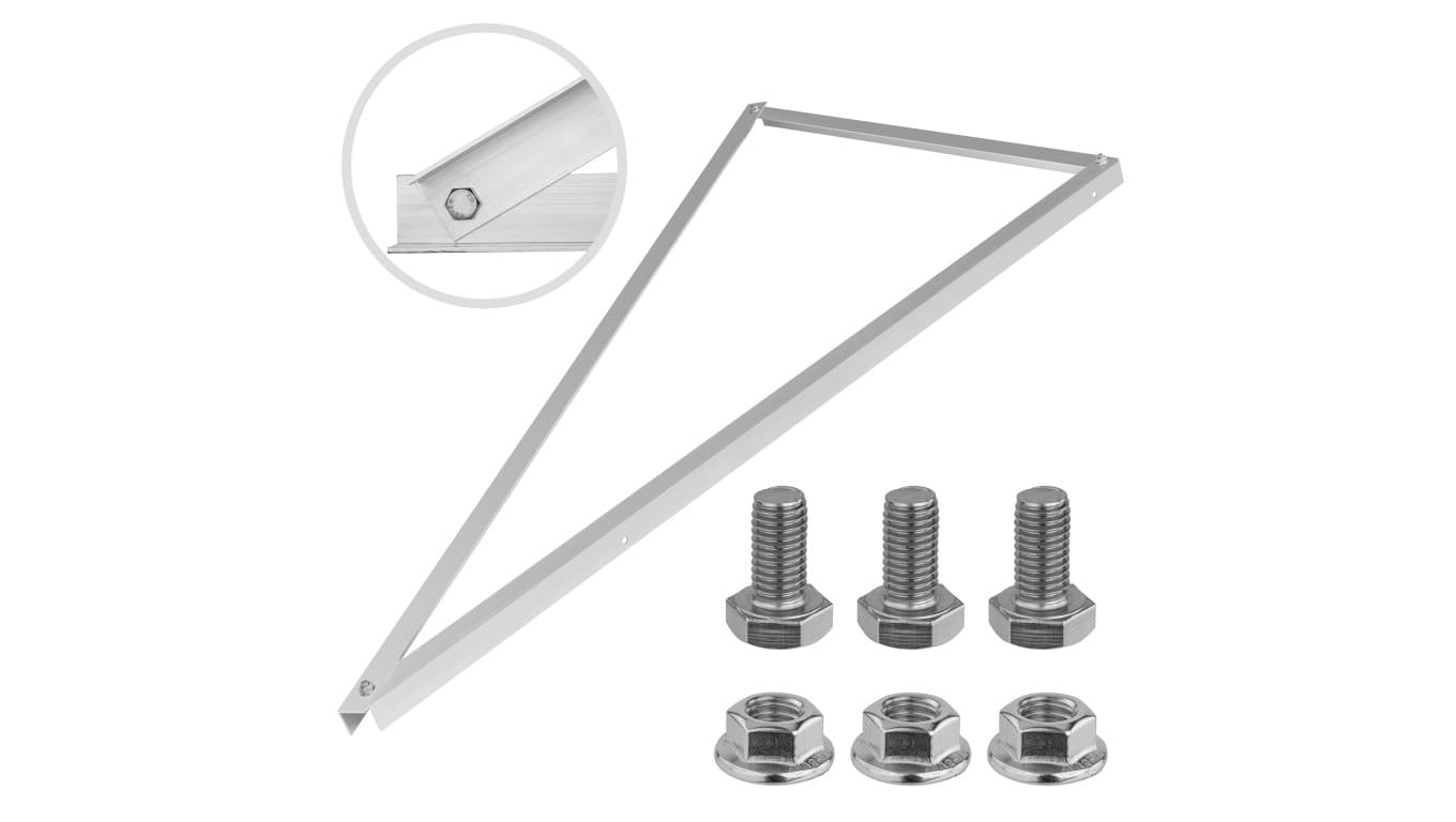 

Trójkąt montażowy do paneli PV poziomy kąt 15 stopni + 3 śruby M10x20mm