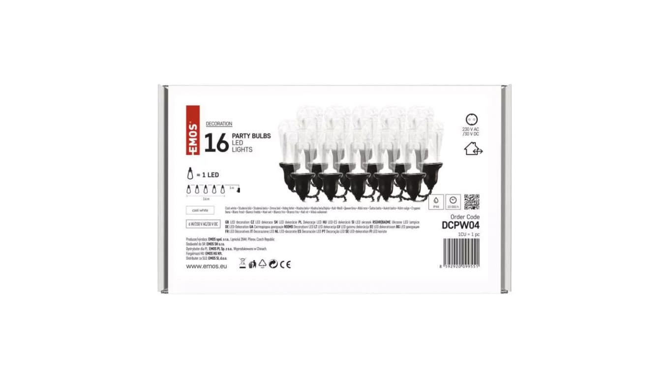 

Łańcuch Party 16x 1 LED przeźroczyste 3,6m zimna biel IP44 DCPW04