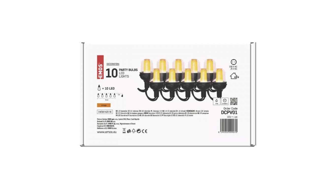 

Łańcuch Party 10x 10 LED przeźroczyste 4,5m vintage P44 DCPV01