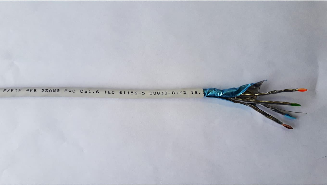 

Kabel teleinformatyczny F/FTP 4PR 23AWG Cat.6 PVC szary /100m/