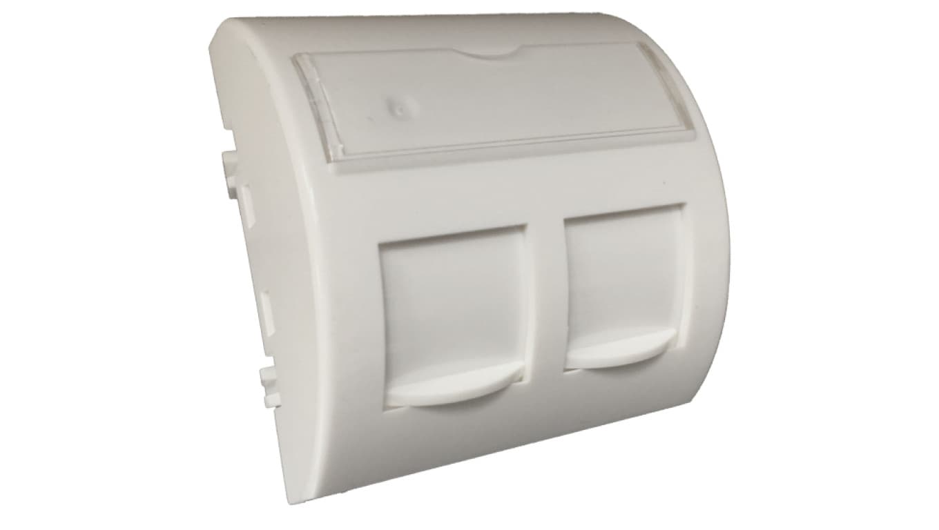 

Adapter keystone podwójny kątowy z klapką 2M 45x45 biały Alantec