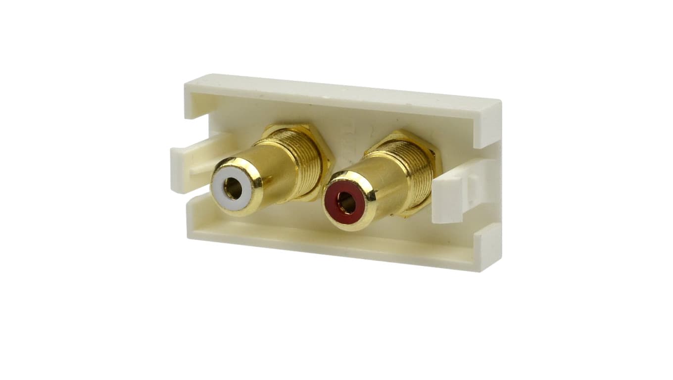 

Gniazdo 2x RCA gold moduł 1M 22,5x45 biały Mediabox