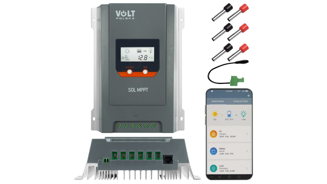 

Regulator solarny Kontroler ładowania MPPT 30A 12V/24V LCD BLUETOOTH VOLT
