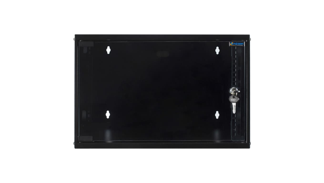 

Szafa wisząca RACK 19 7U 400mm czarna drzwi szklane SOHO-BOX MIRSAN