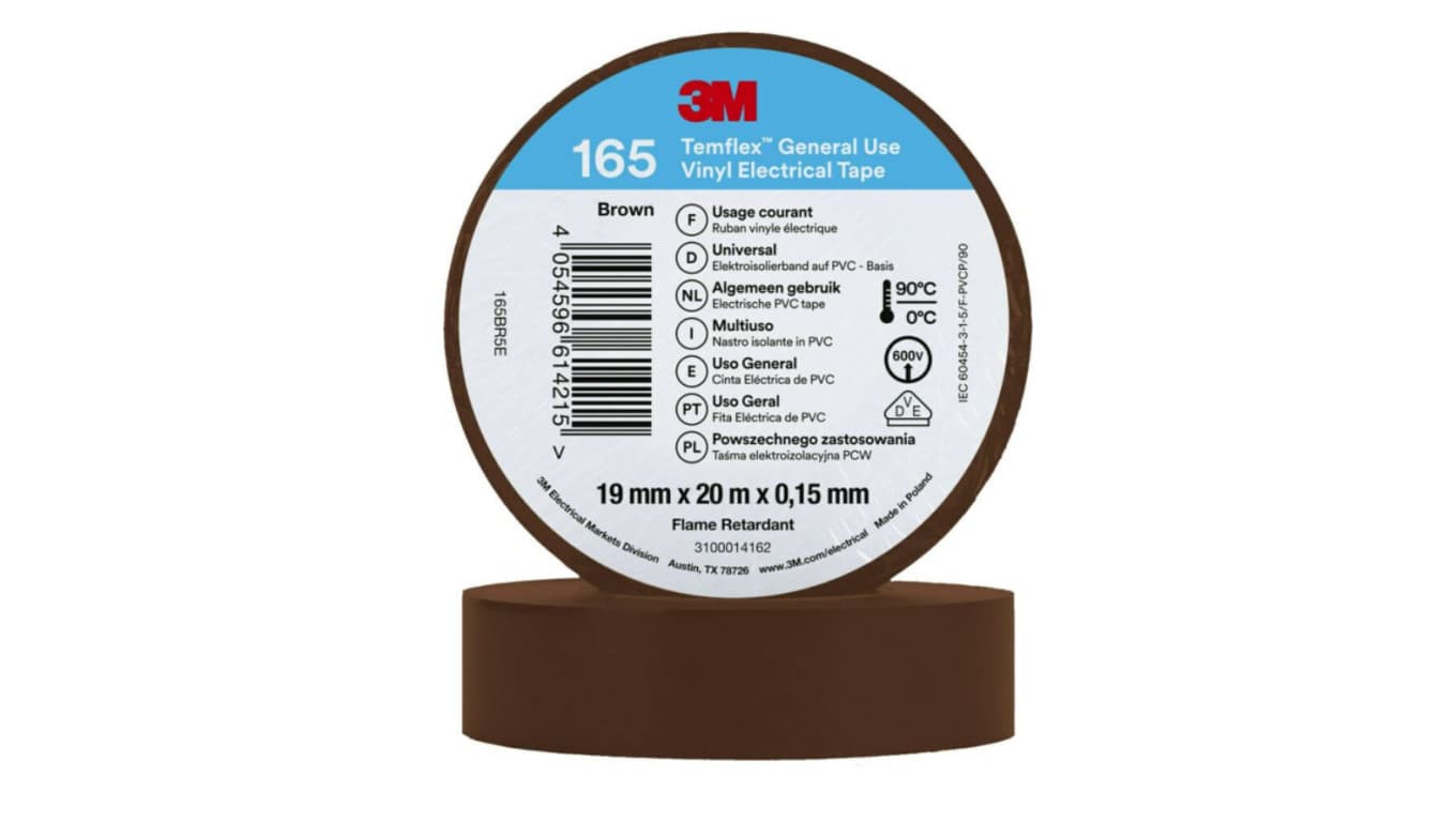 

Taśma izolacyjna 19mm x 20m PVC Temflex 165 brązowa 7100184802