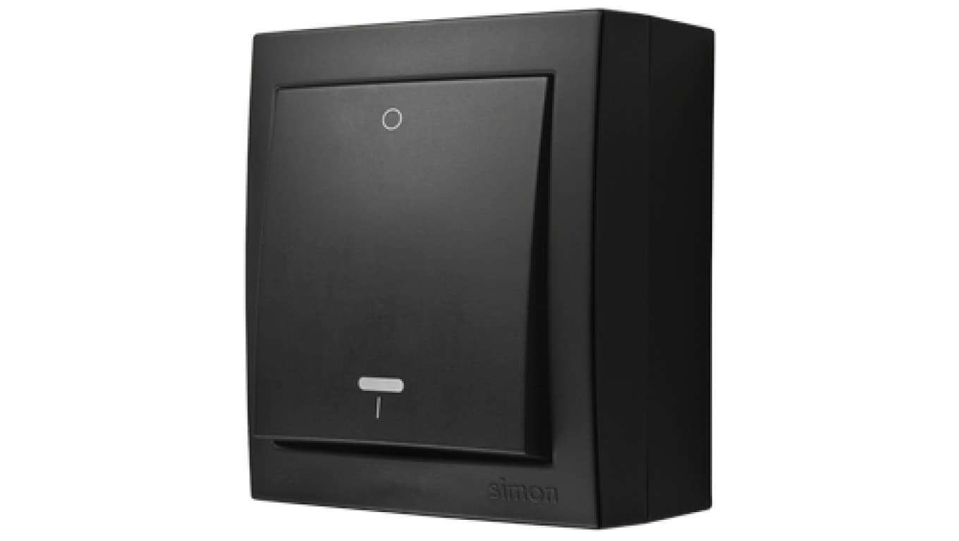 

Simon Aquaclick Łącznik dwubiegunowy z podświetleniem, 10 AX, 250 V czarny ACW2L/49