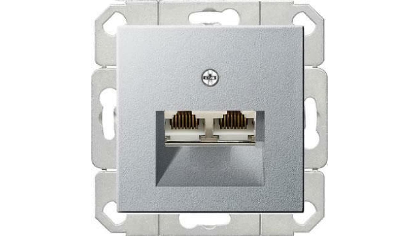 

Gniazdo komputerowe podw. RJ45 cat. 6 Gira System 55 aluminium