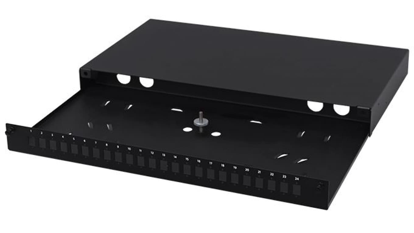 

Przełącznica światłowodowa FO 24xSC simplex RACK 19 1U wysuwana czarna NEKU