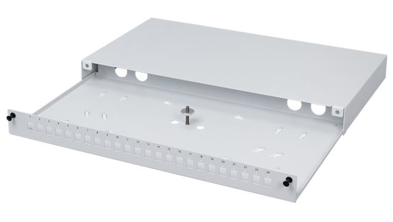 

Przełącznica światłowodowa FO 24xSC simplex RACK 19 1U wysuwana szara NEKU