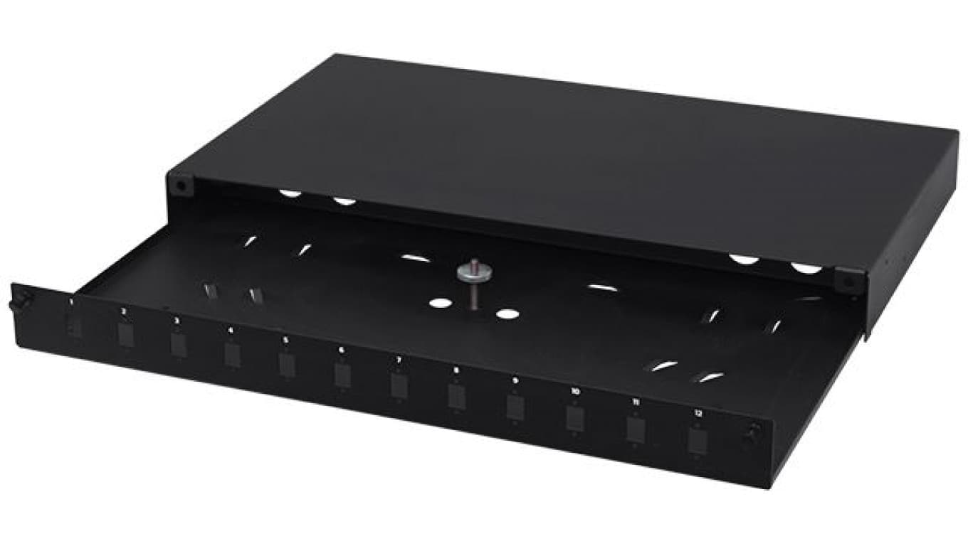 

Przełącznica światłowodowa FO 12xSC simplex RACK 19 1U wysuwana czarna NEKU