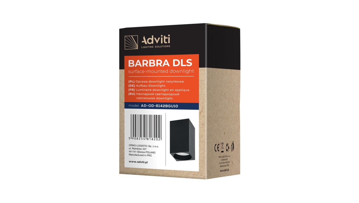 

BARBRA DLS GU10 downlight max 50W, IP20, kwadrat, czarny, aluminium,AD-OD-6142BGU10