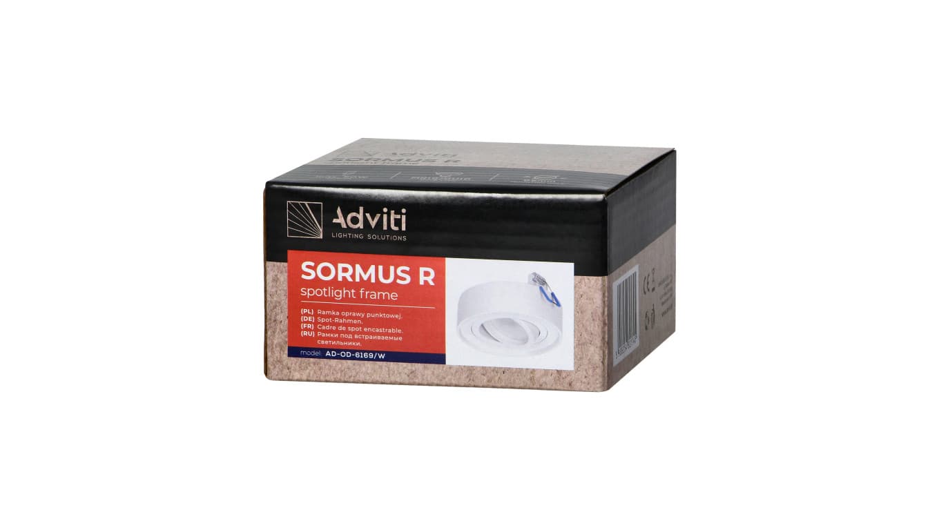 

SORMUS R ramka dekoracyjna oprawy punktowej, MR16/GU10 max 50W, regulowana, okrągła, biała,AD-OD-6169/W