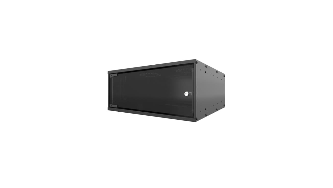 

MIRSAN SOHO Szafa wisząca RACK 19 cali 4U 400mm czarna szklane drzwi FLAT PACK ( do samodzielnego montażu )