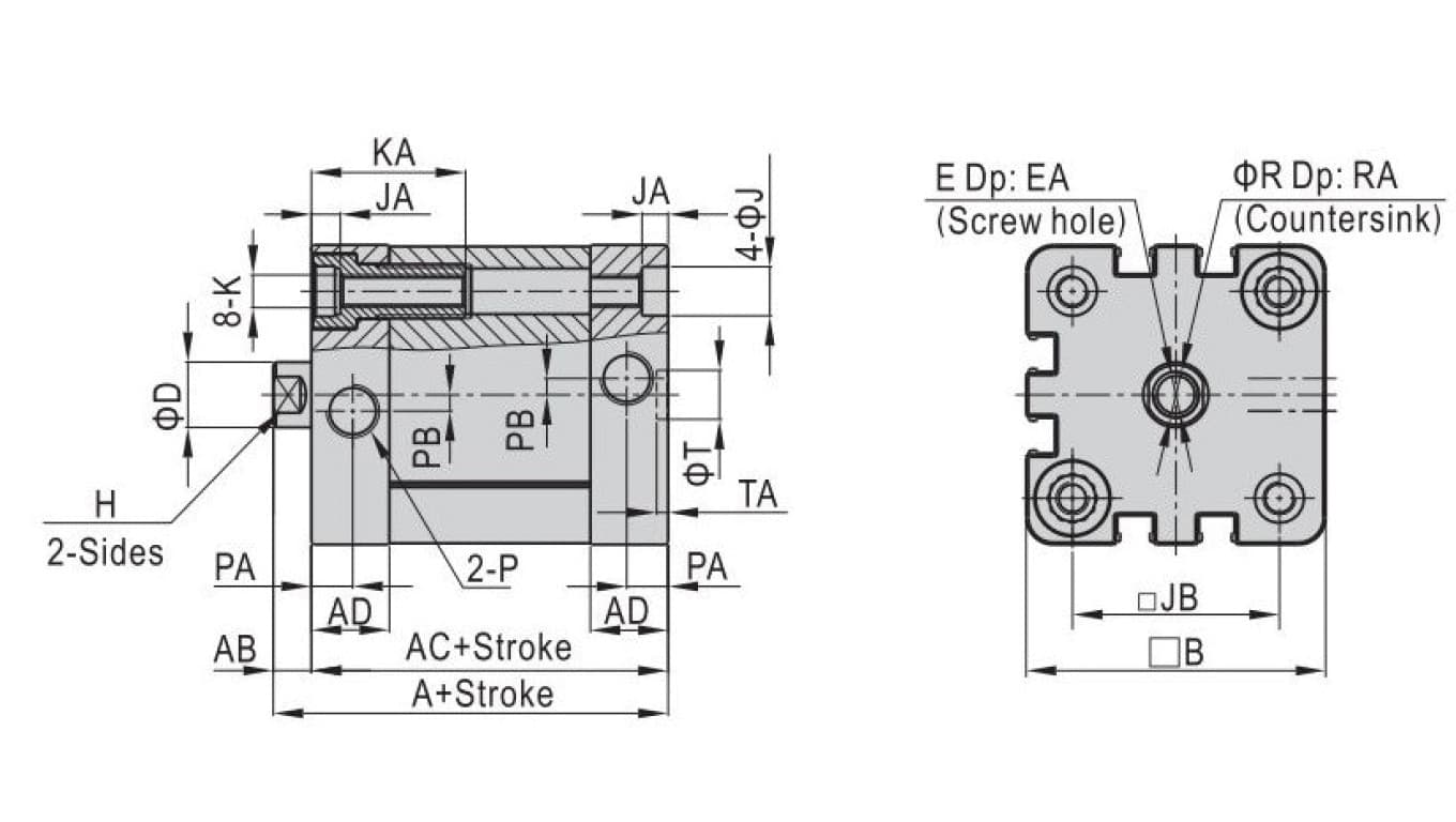 

Siłownik Pneumatyczny kompaktowy z jednostronnym tłoczyskiem ISO21287. Średnica tłoka 32mm skok 25mm D32x25, FNSKI032.0025