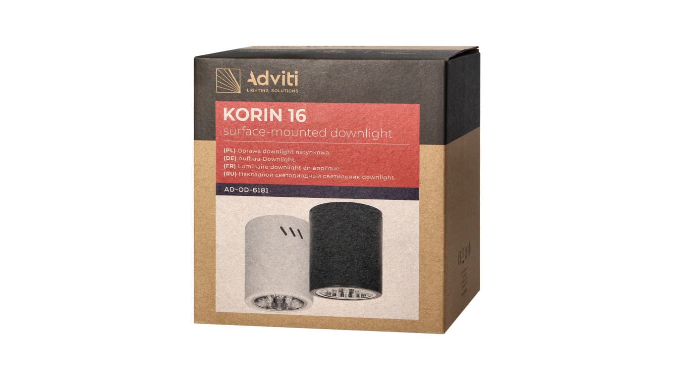 

KORIN 16, oprawa typu downlight, 60W, E27, stal, czarna,AD-OD-6181BE27