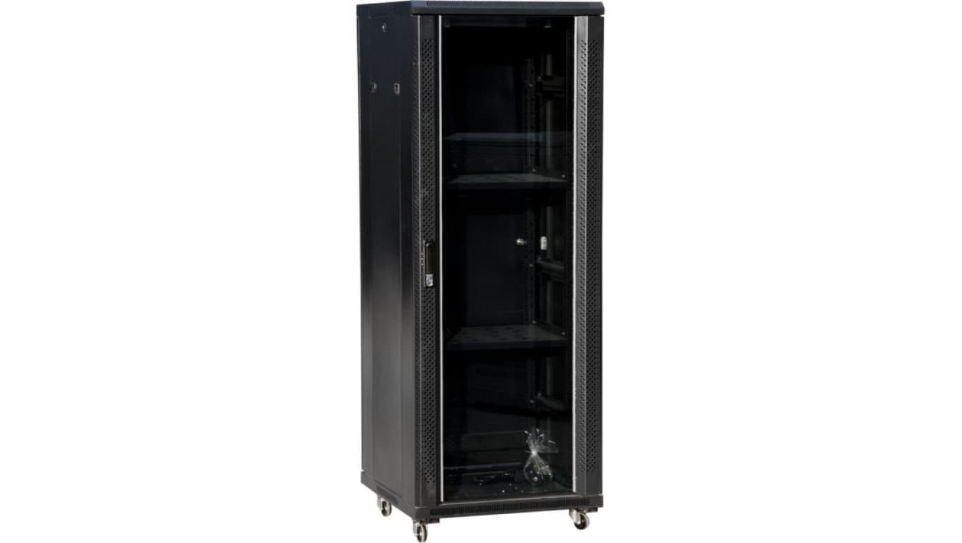 

Szafa teleinformatyczna 19" 42U 800x800, drzwi przednie szklane, drzwi tylne stalowe pełne, zamek, 4 belki nośne, 4 regulowane stopki, do samodzielnego montażu, kolor czarny Q-LANTEC - Q-LANTEC