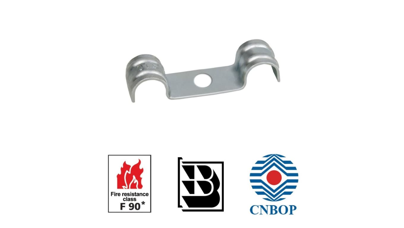 

Uchwyt stalowy podwójny DF 12mm do kabli pożarowych CNBOP E90 (100 szt.)