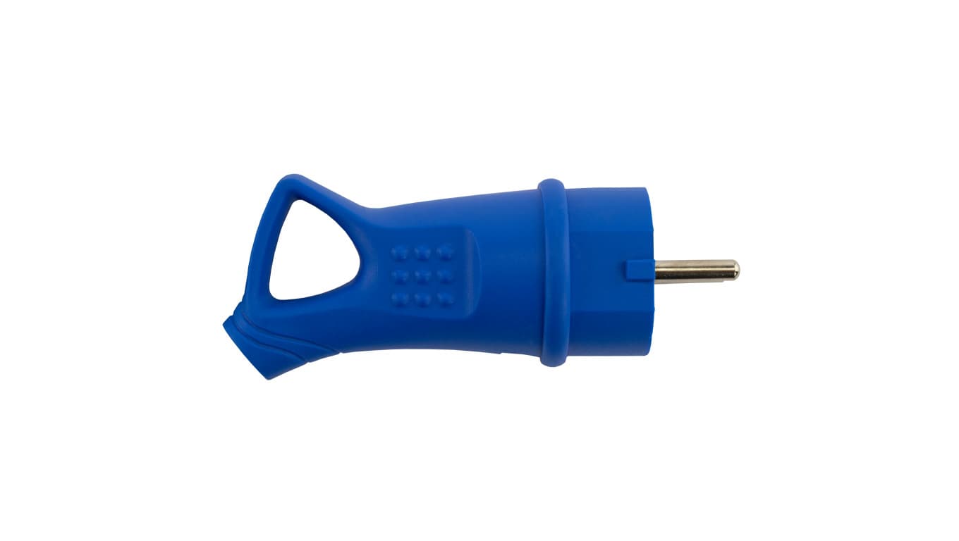 

Wtyk prądowy gumowy na kabel z uchwytem 16A 230V IP44 niebieski