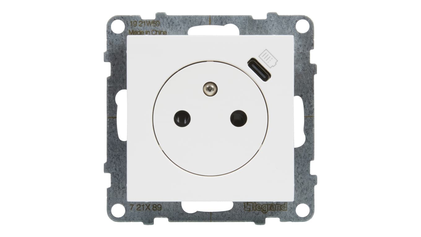 

SUNO Gniazdo pojedyncze z USB-C 1,5A białe 16A 250V zaciski automatyczne z przesłoną 721189