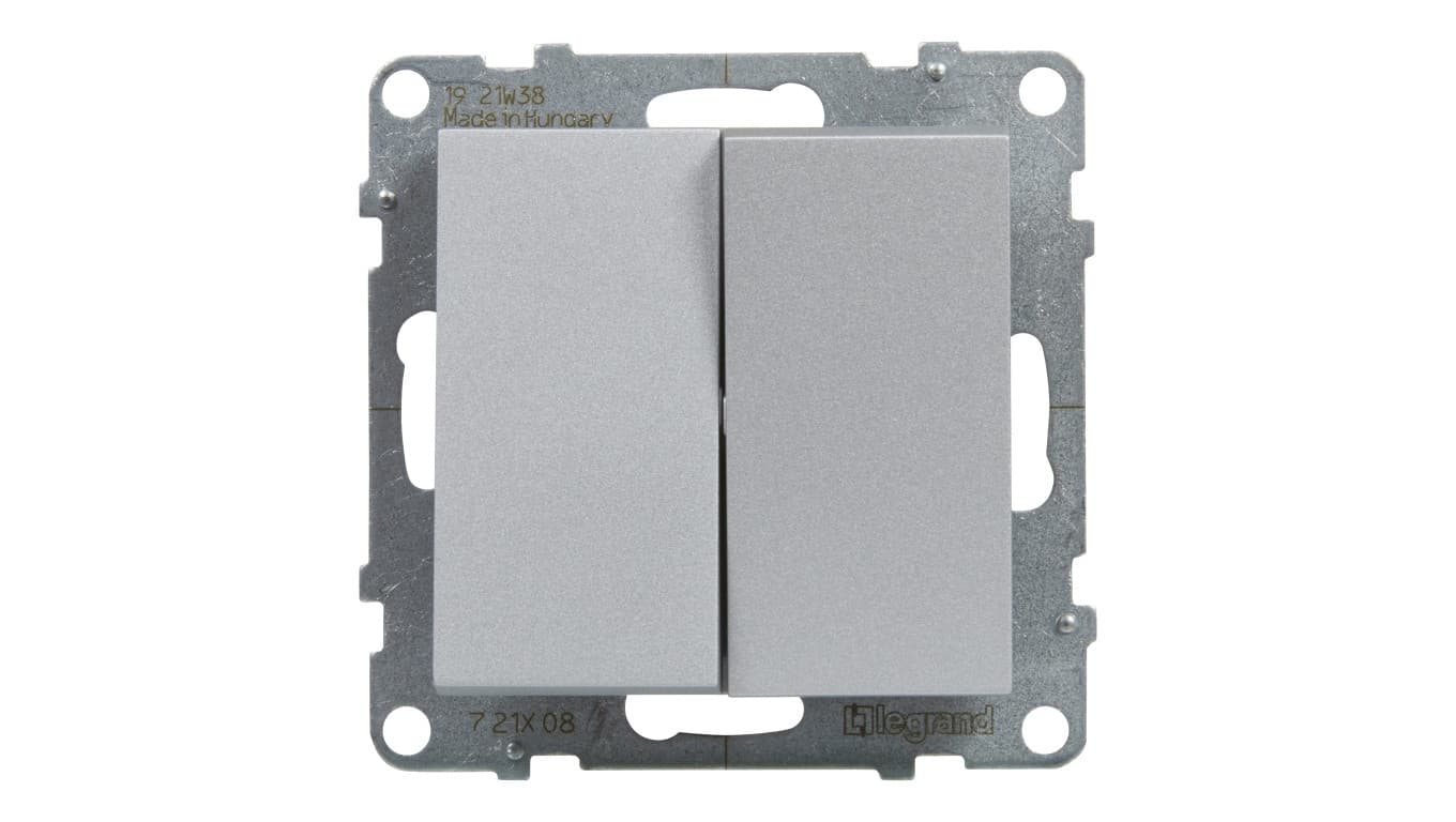 

SUNO Łącznik schodowy podwójny aluminium 10AX 250V zaciski automatyczne 721308