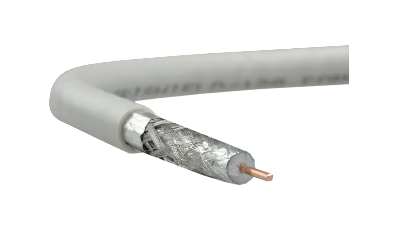 

Przewód antenowy 75ohm TC6 Trishield 1,13/4,8/7,2 Cu ekran 90 biały /305m/