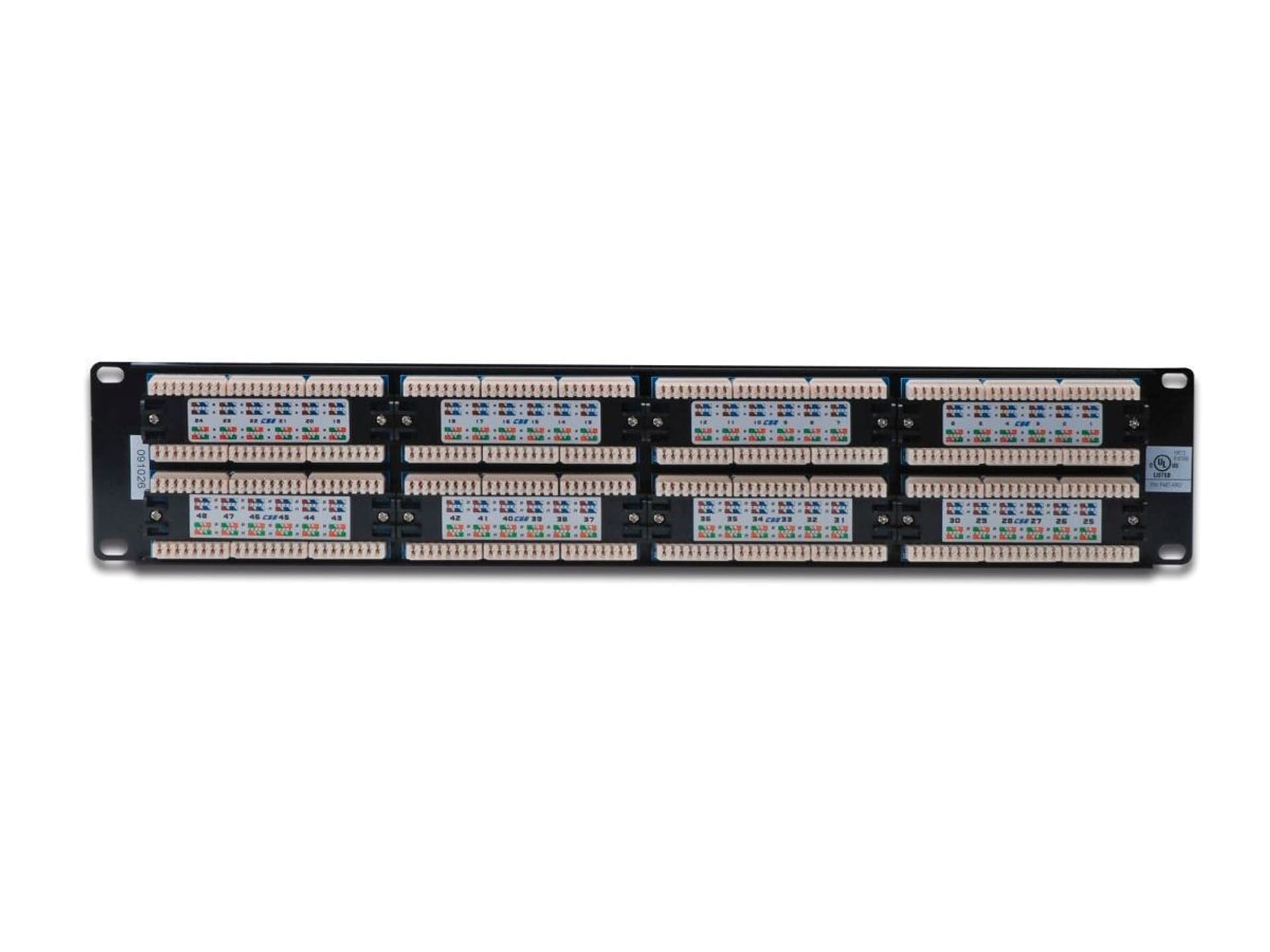 

Patch panel 19" 48 portów, kat.5e, U/UTP, 1U, czarny (kompletny)