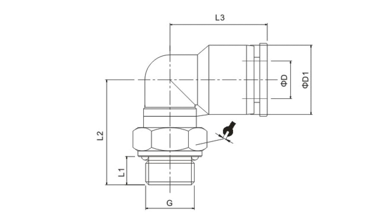 

Złączka wtykowa kątowa niska z tworzywa sztucznego do węża 4, G3/8z, 125N.038-4
