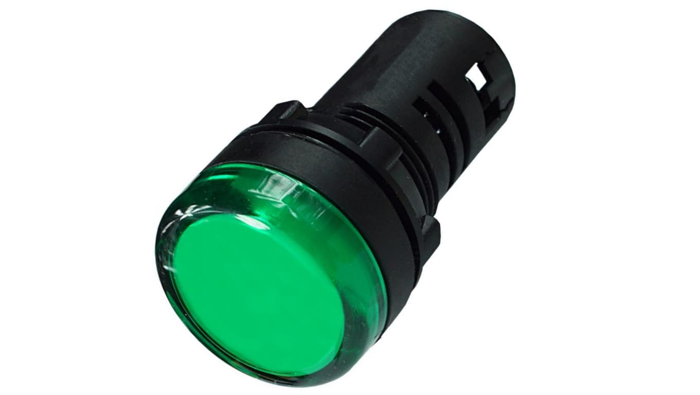 

Lampka kontrolna sterownicza zielona LED fi:22 24V