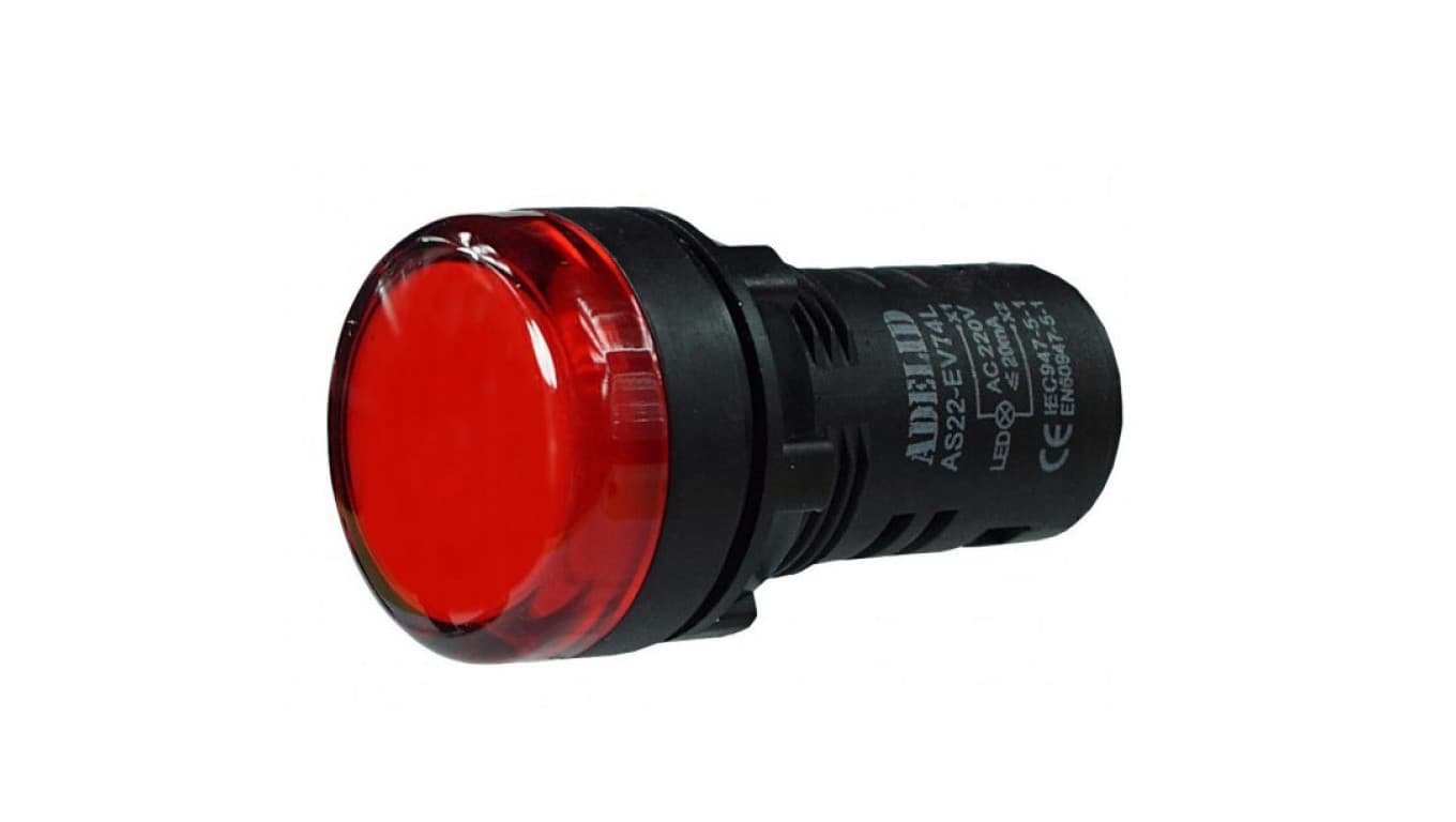 

Lampka kontrolna sterownicza czerwona LED fi:22 24V
