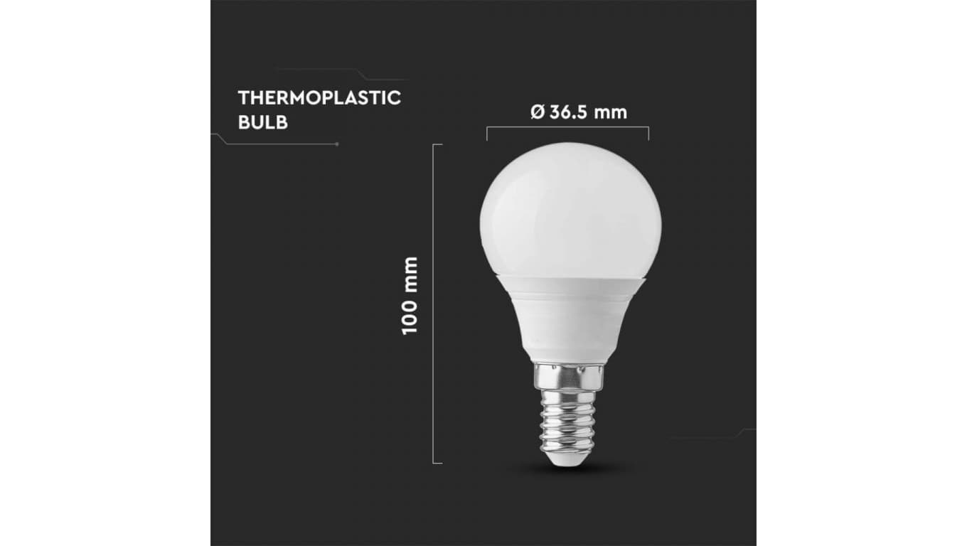 

Żarówka LED 4,5W E14 P45 2700K 470lm 180st. 2142501