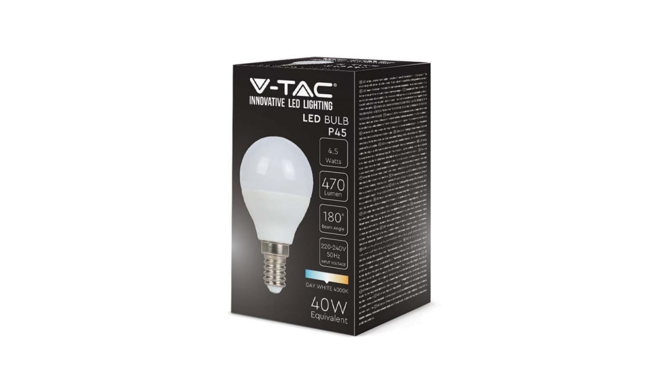 

Żarówka LED 4,5W E14 P45 6400K 470lm 180st. 2142521