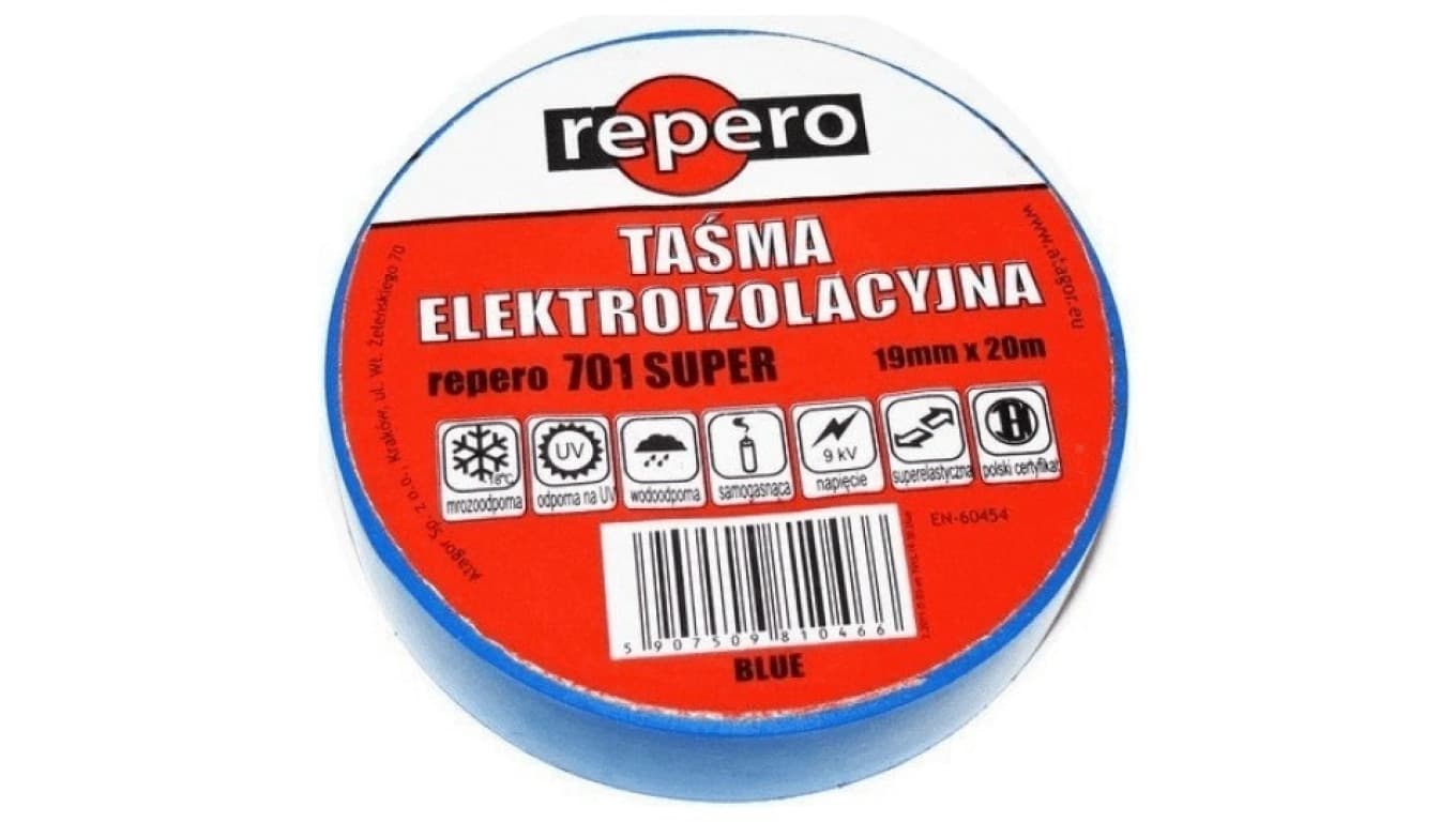 

Taśma elektroizolacyjna Repero 701 Super niebieska 19mmx20m