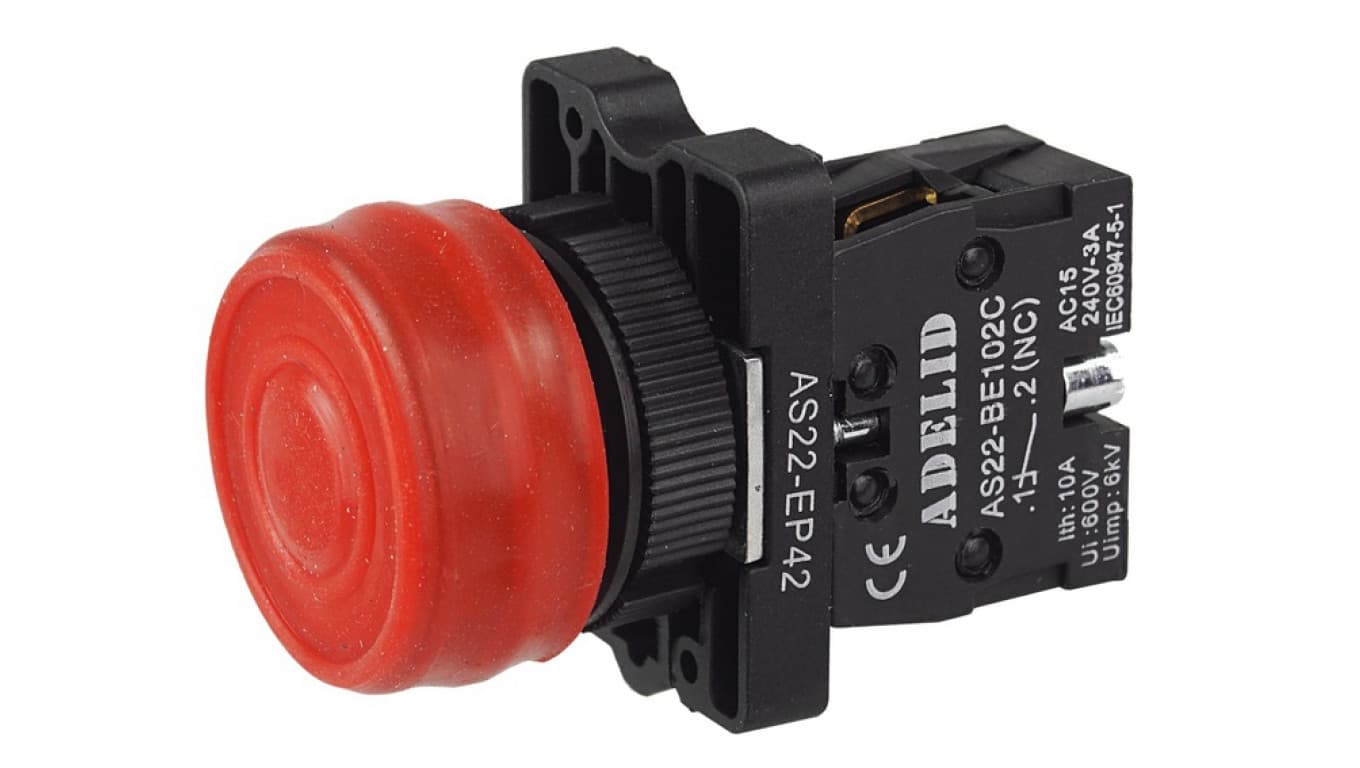 

Przycisk sterowniczy czerwony STOP IP66 XB2 AS22-EP42