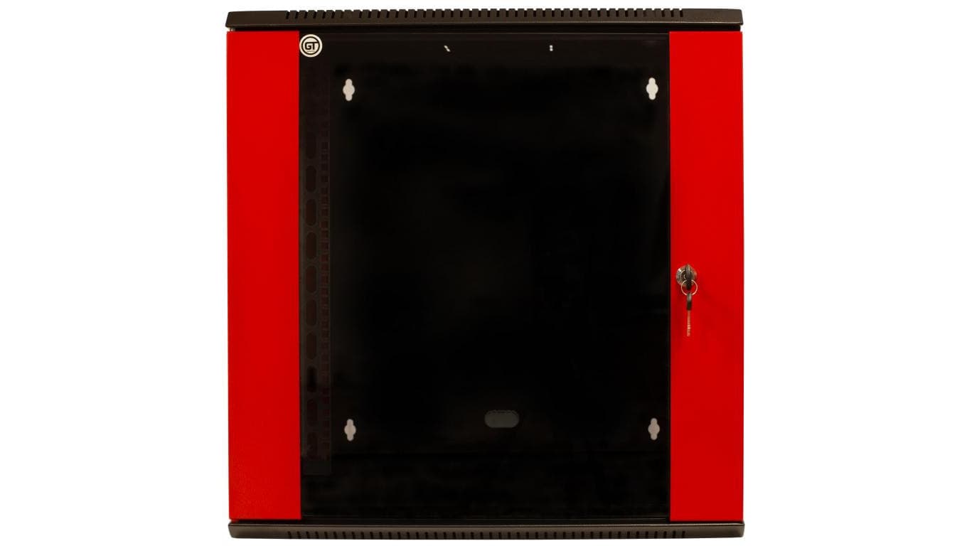 

Szafa wisząca RACK 19 6U 450mm czerwono-czarna drzwi szklane COM-BOX GT