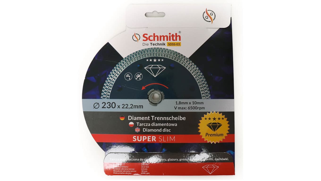 

Tarcza diamentowa 230mm Premium Slim do gresu płytek Schmith