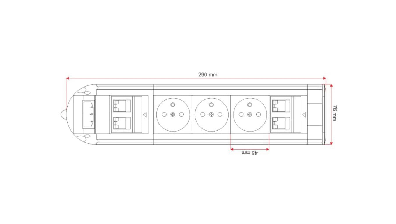 

Kolumna zasilająca ALANTEC DESK 3 gniazda elektryczne + 2 gniazda komputerowe