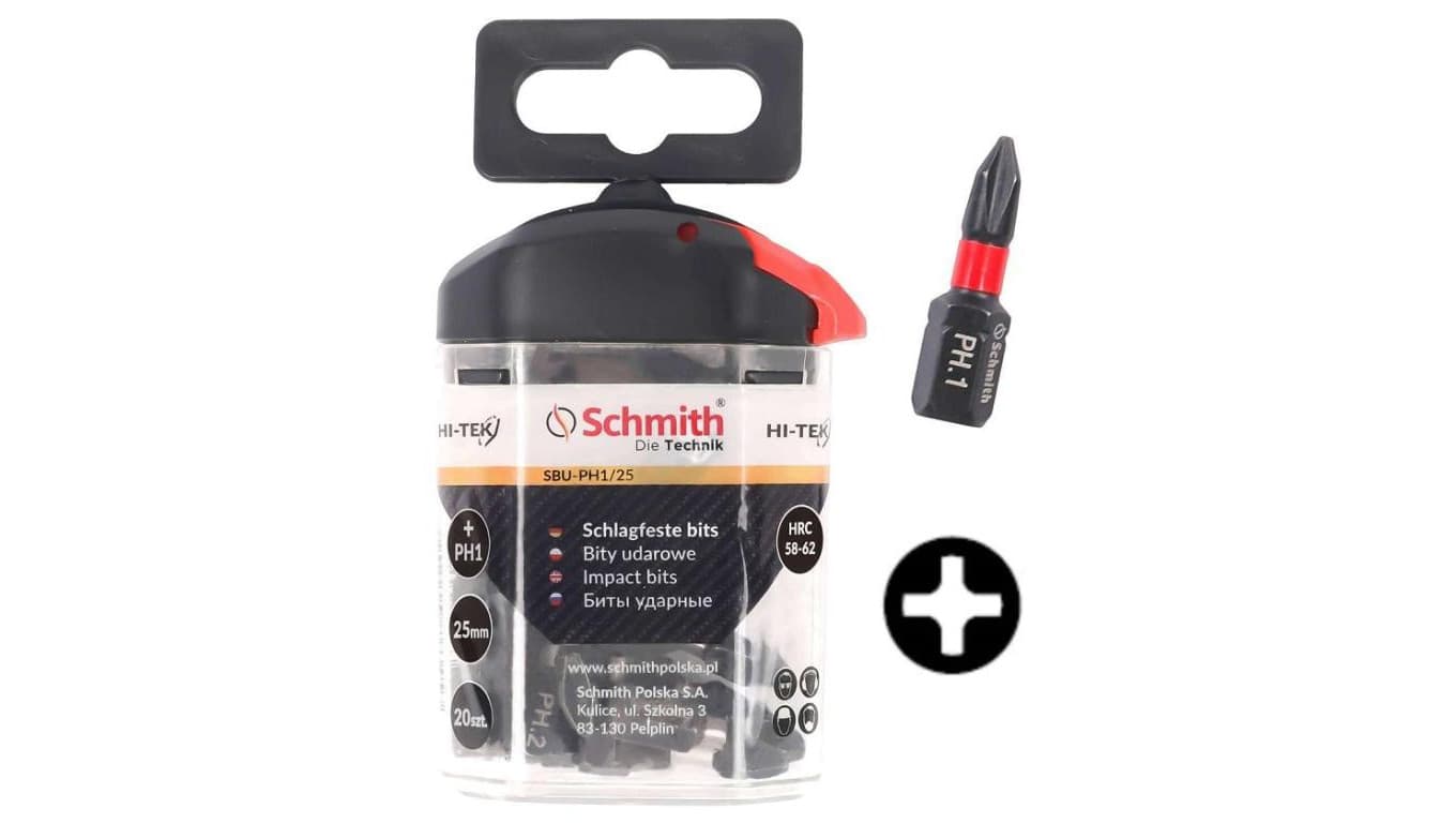 

Bity udarowe PH1 25mm 20szt zestaw BIT krzyżowy / philips - Schmith