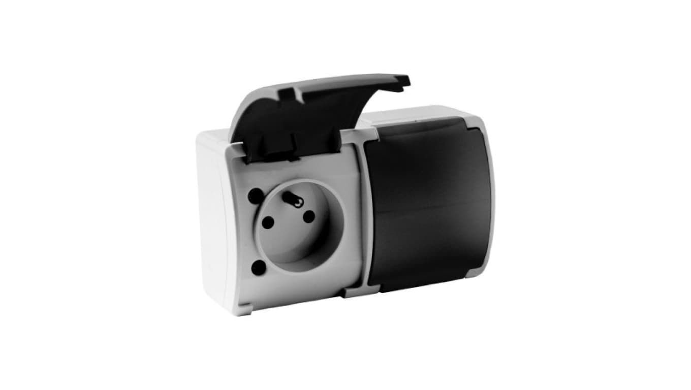 

VG-2 Koala Gn. podw. 2x2P+Z n/t IP44 popiel z klapką grafit (1LM)